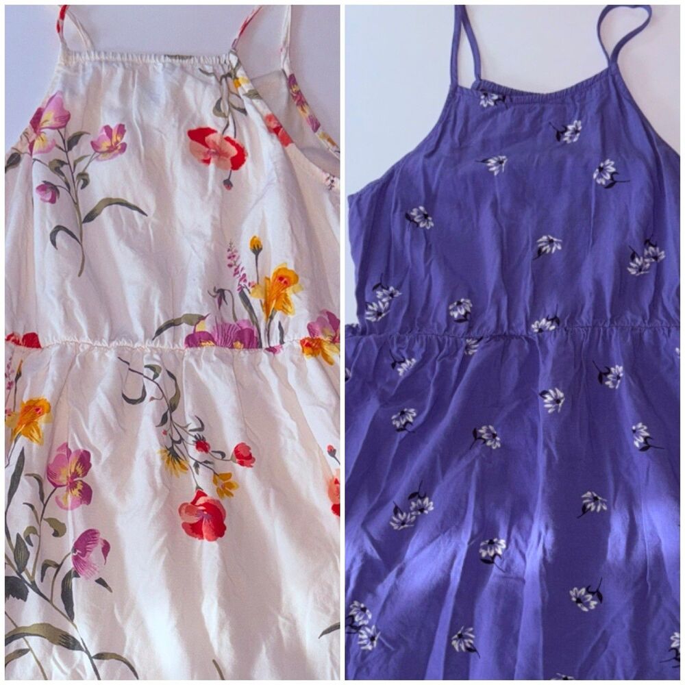 Old Navy Floral Spaghetti Strap Pool Beach 2 Sun Dress Girls Sz 8 Rayon